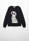 Mango Sudadera algodón estampada - Negro