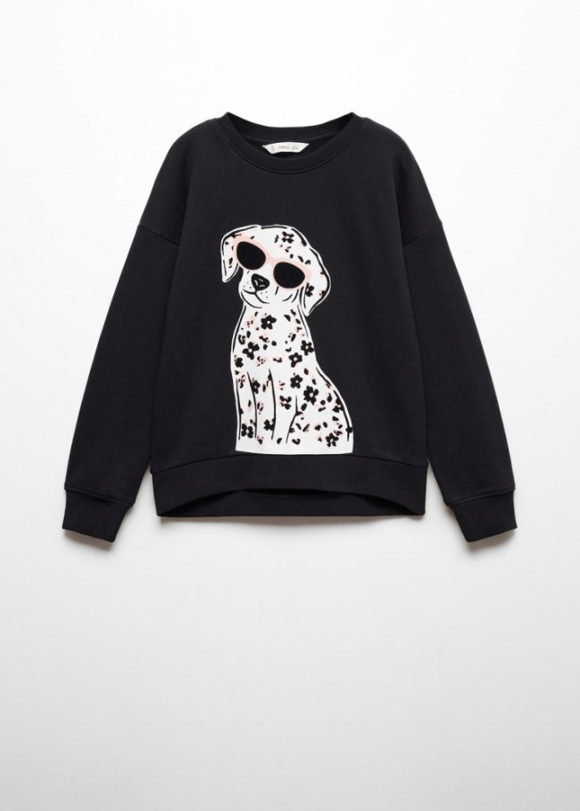Mango Sudadera algodón estampada - Negro