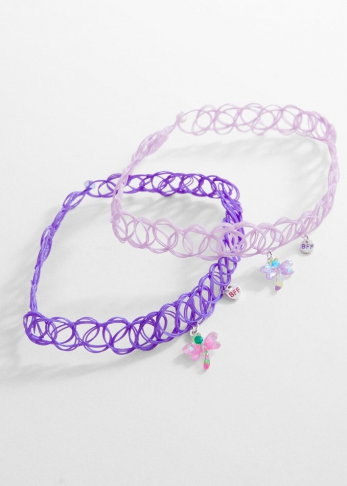 Mango Pack 2 chokers colgante - Lila