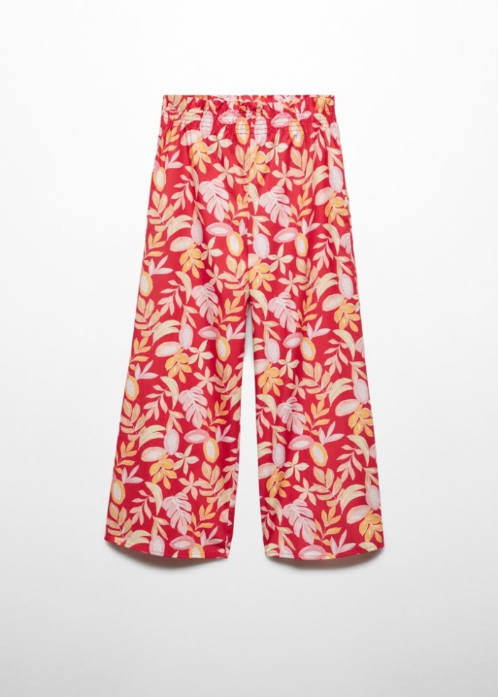 Mango Pantalón recto estampado - Rojo