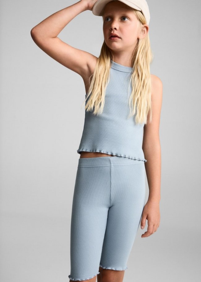 Mango Leggings cortos algodón - Azul