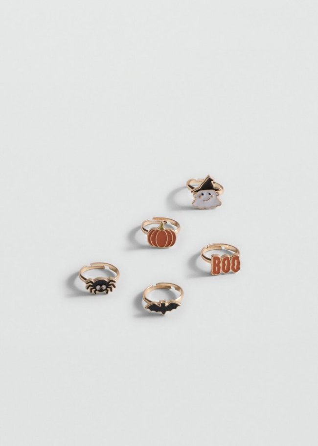 Mango Pack 5 anillos Halloween - Negro