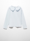 Mango Camiseta algodón cuello babydoll - Azul celeste