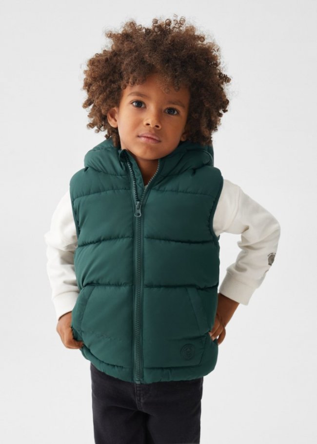 Mango Chaleco acolchado - Verde oscuro