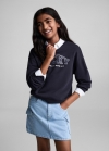 Mango Sudadera estampada detalles textura - Azul marino oscuro