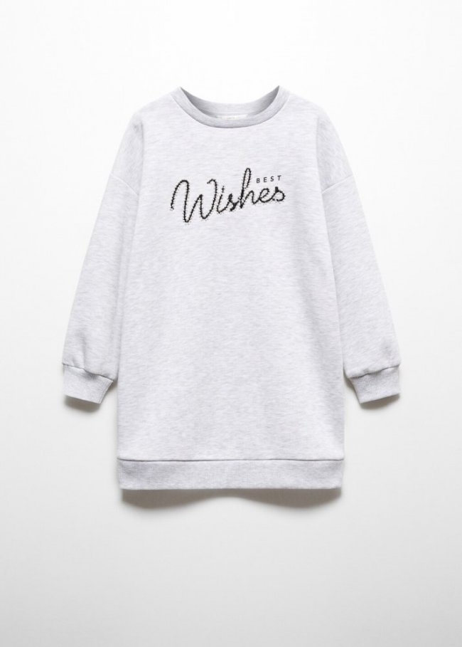 Mango Vestido sudadera mensaje - Gris medio vigoré