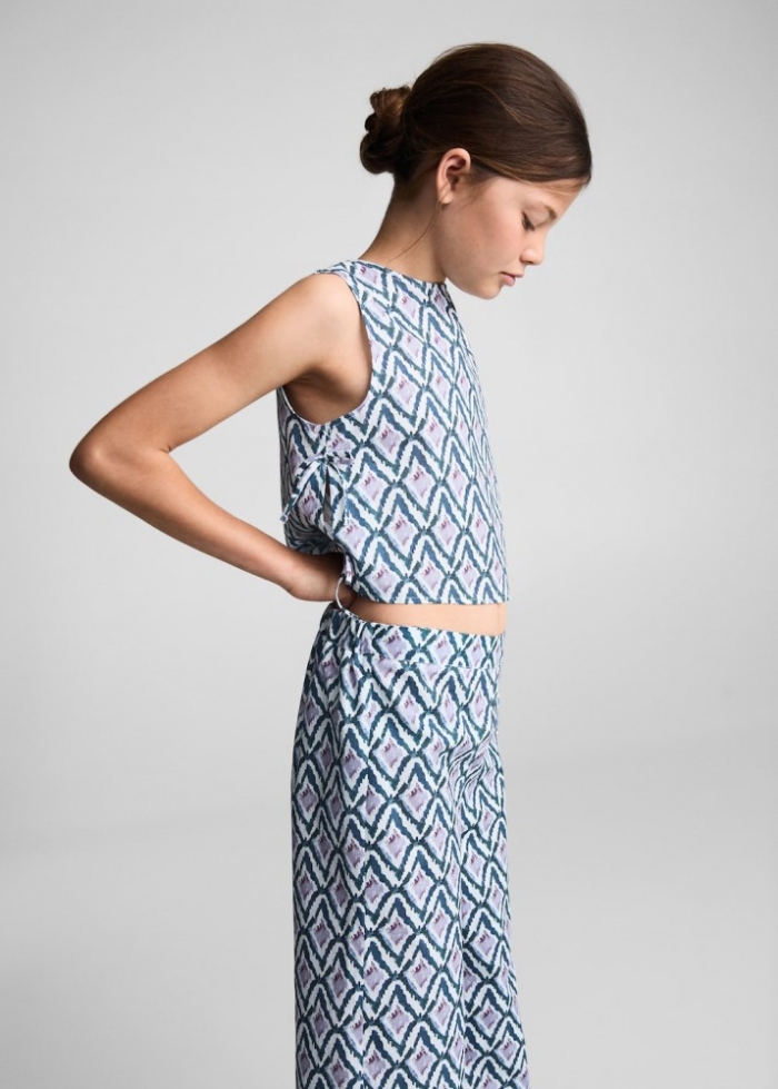 Mango Top crop estampado lazo - Morado claro/pastel