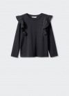 Mango Camiseta manga larga volantes - Gris antracita
