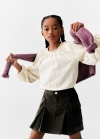 Mango Blusa plumeti bordado - Crudo