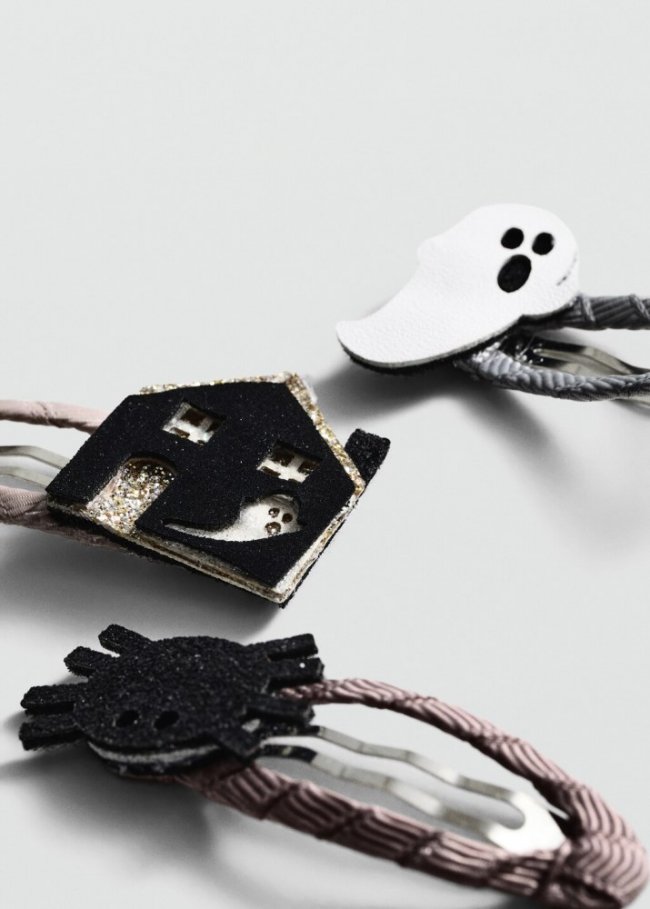 Mango Pack 3 pasadores Halloween - Negro