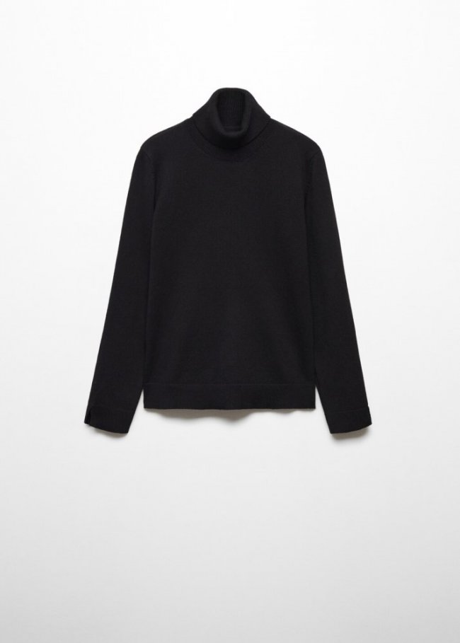 Mango Jersey cuello alto - Negro