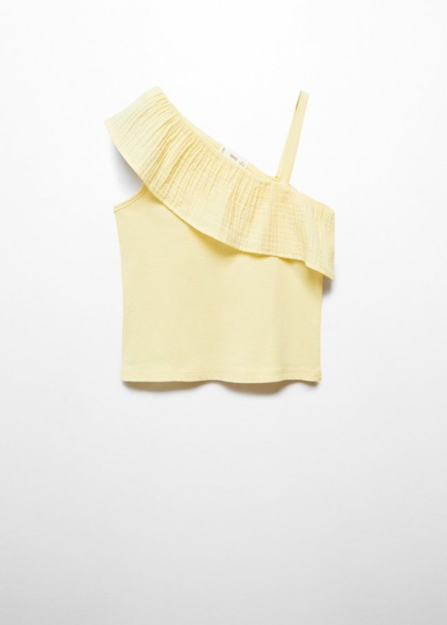 Mango Camiseta asimétrica volante - Amarillo