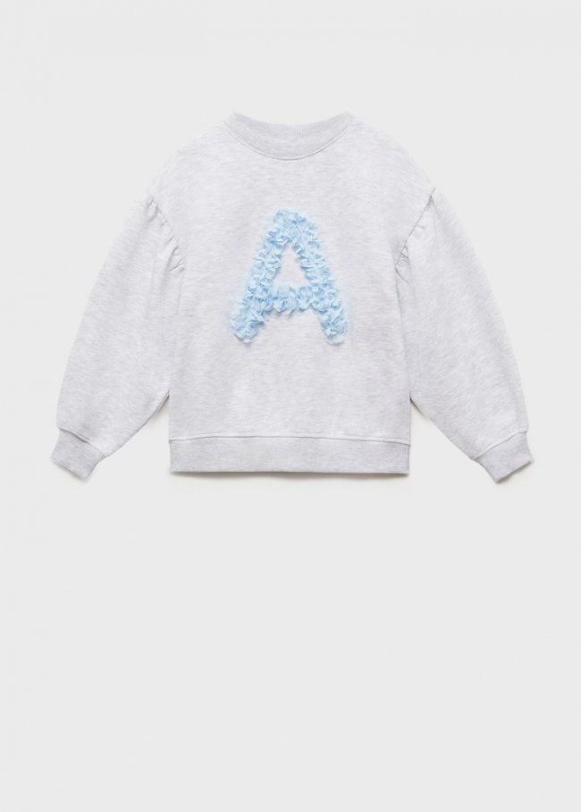 Mango Sudadera estampada relieve - Gris claro vigoré