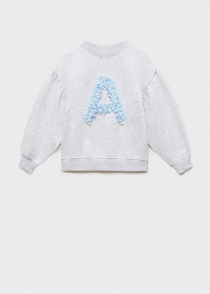 Mango Sudadera estampada relieve - Gris claro vigoré