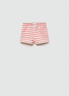 Mango Short rayas algodón - Rojo coral