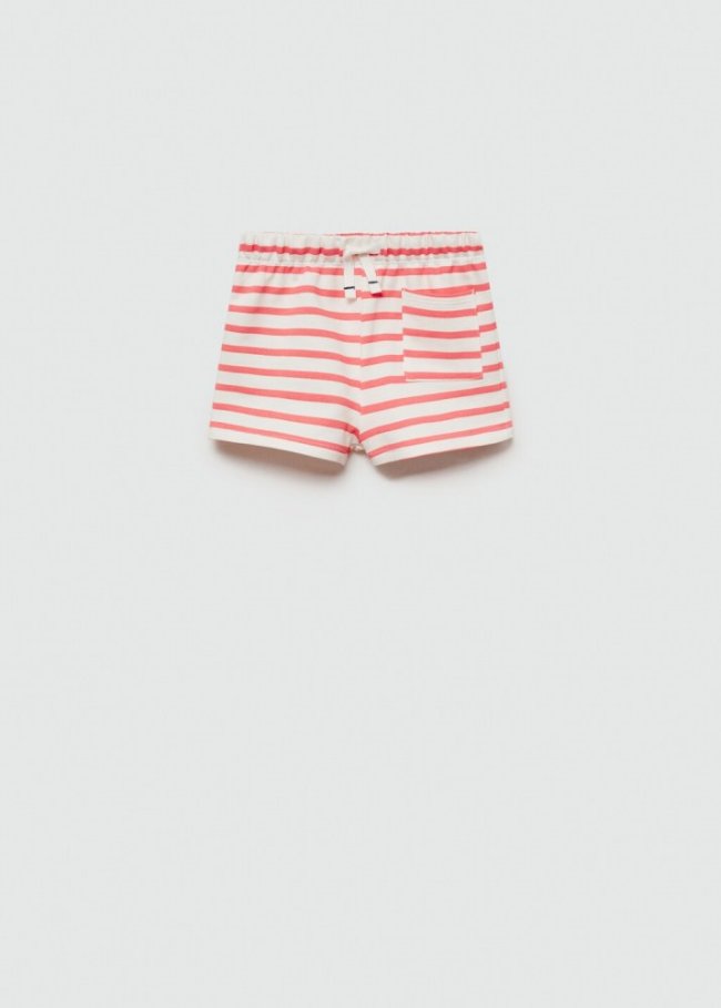 Mango Short rayas algodón - Rojo coral