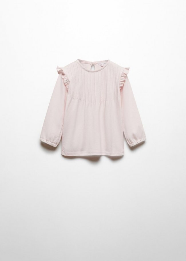 Mango Camiseta manga larga volantes - Morado claro/pastel