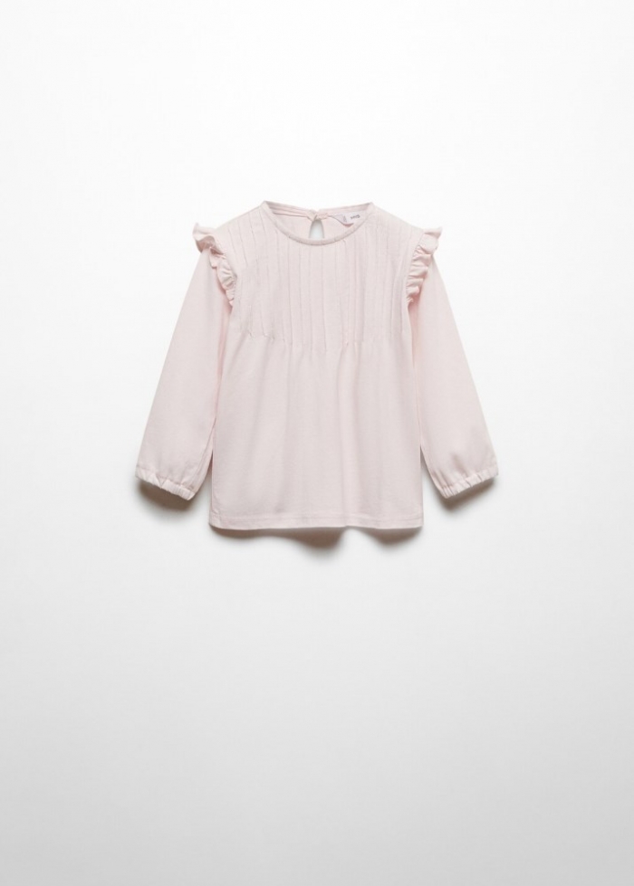 Mango Camiseta manga larga volantes - Morado claro/pastel