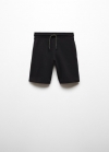 Mango Bermudas algodón cintura elástica - Negro