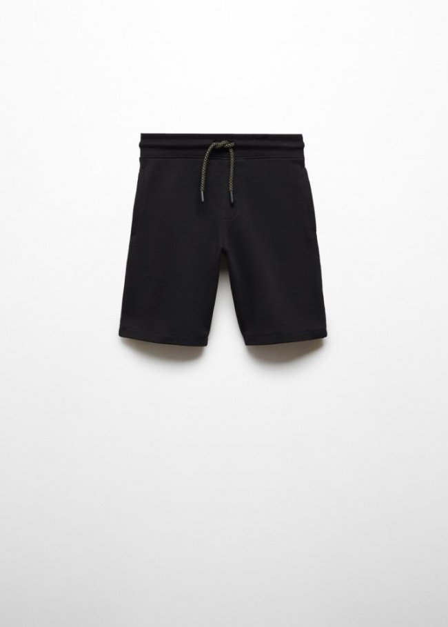 Mango Bermudas algodón cintura elástica - Negro