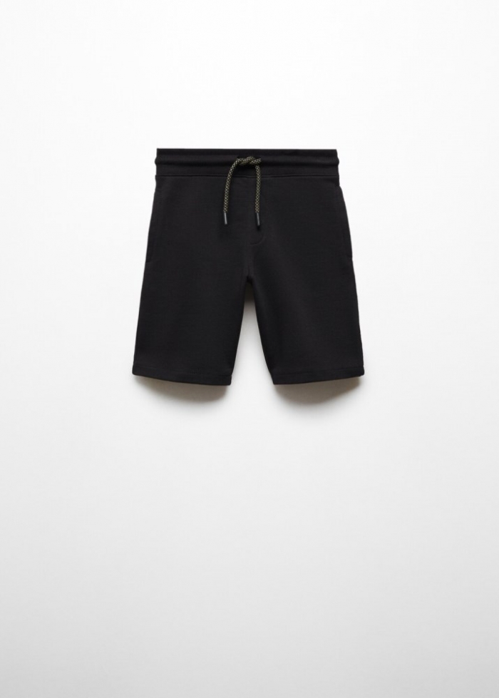 Mango Bermudas algodón cintura elástica - Negro