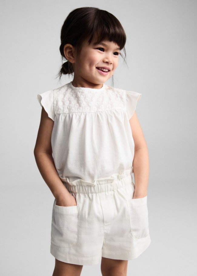 Mango Shorts cintura elástica - Blanco roto