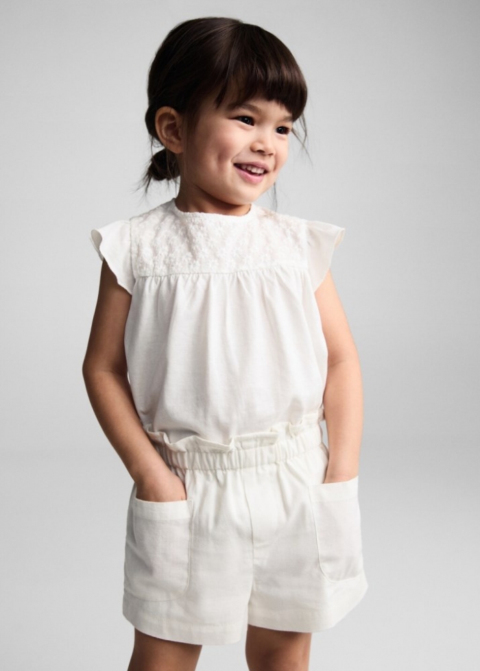 Mango Shorts cintura elástica - Blanco roto