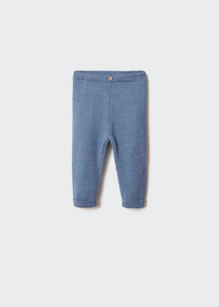 Mango Pantalón punto - Azul