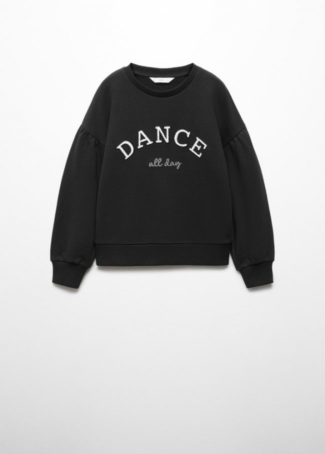 Mango Sudadera mensaje relieve - Negro