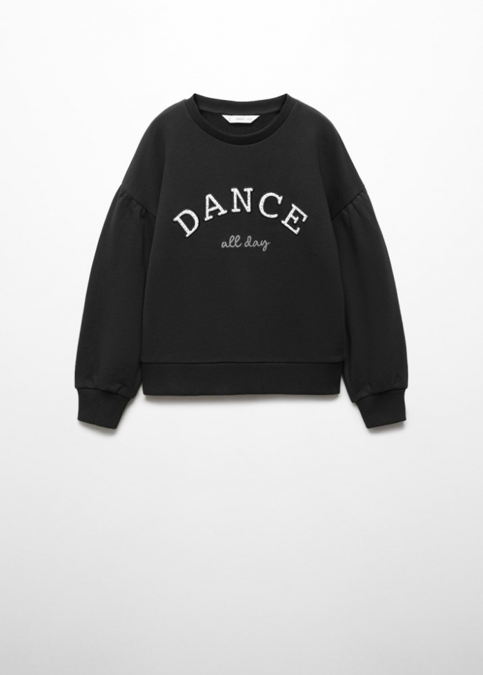 Mango Sudadera mensaje relieve - Negro