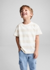 Mango Camiseta rayas dibujo - Arena