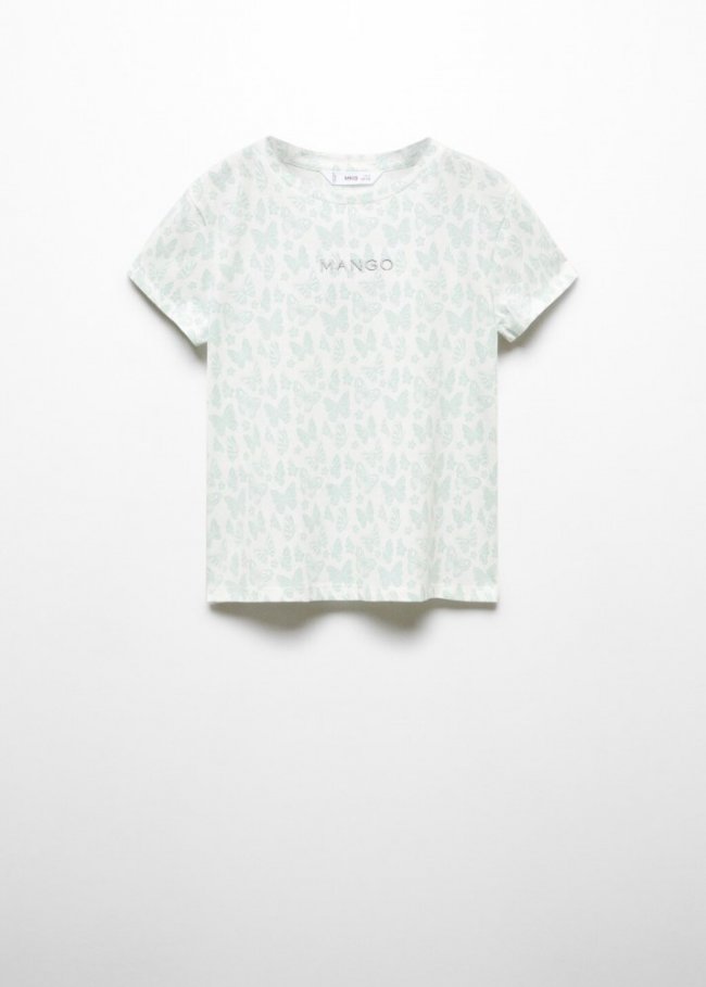 Mango Camiseta logo manga corta - Verde agua