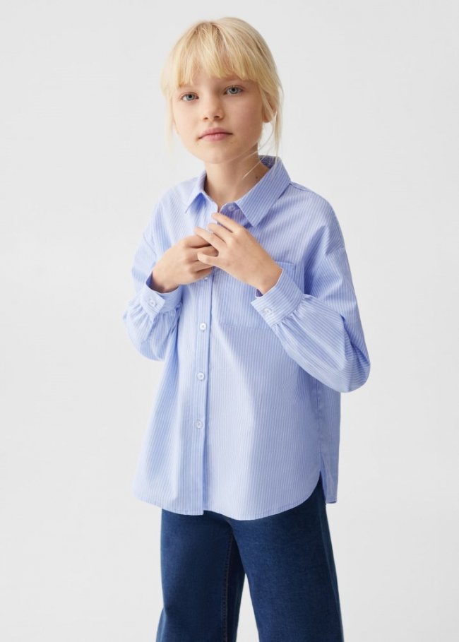 Mango Camisa oversize rayas - Azul