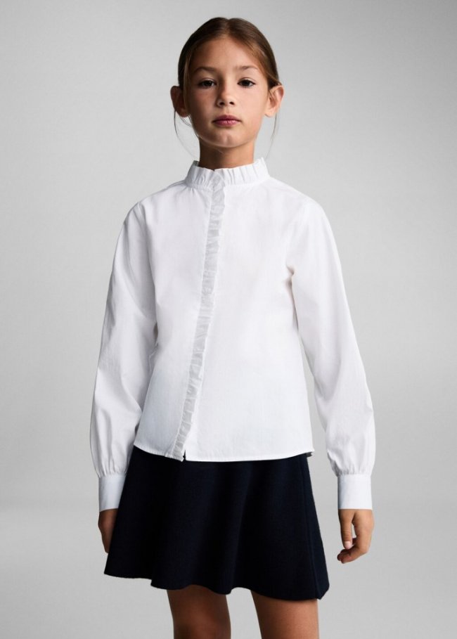 Mango Camisa detalle volantes - Blanco