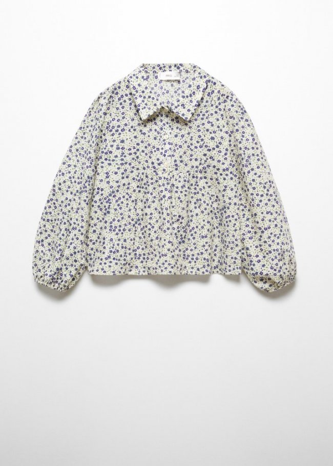 Mango Blusa estampado flores - Azul