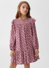 Mango Vestido estampado volantes - Morado