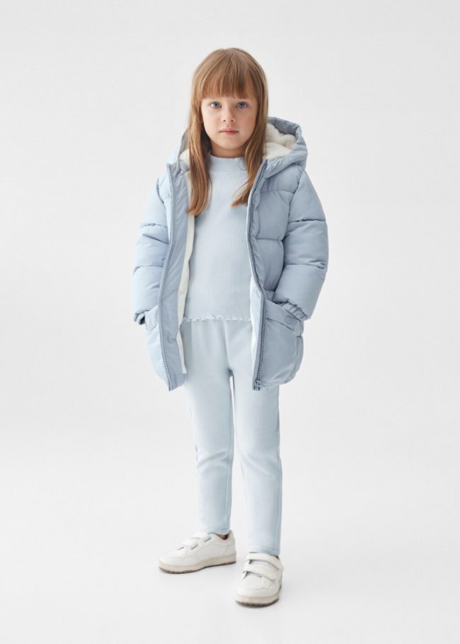 Mango Anorak acolchado interior borreguito - Azul celeste