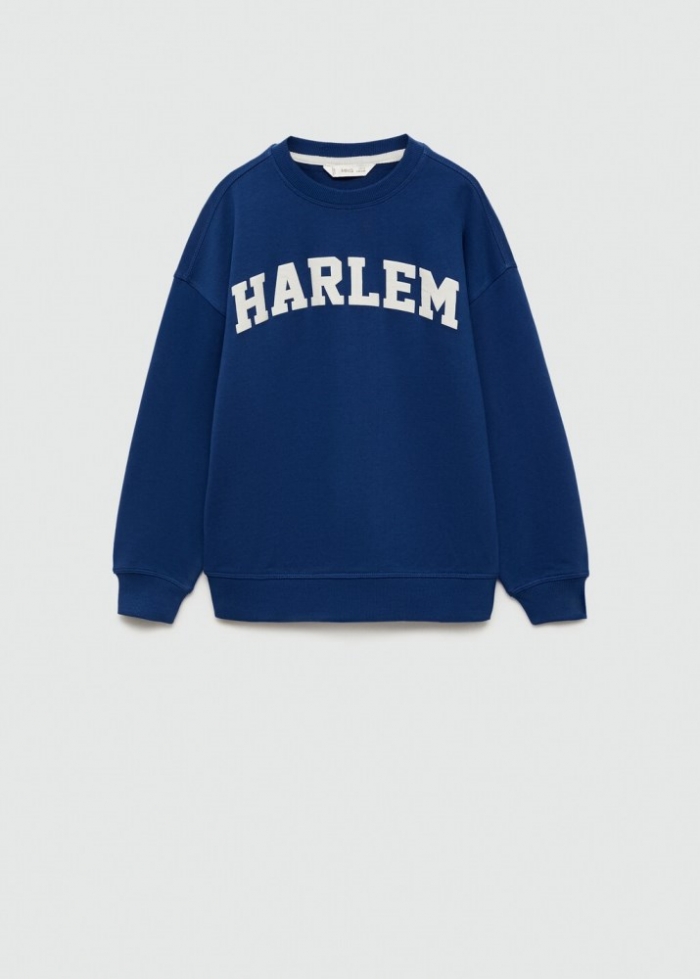 Mango Sudadera algodón estampada - Azul tinta