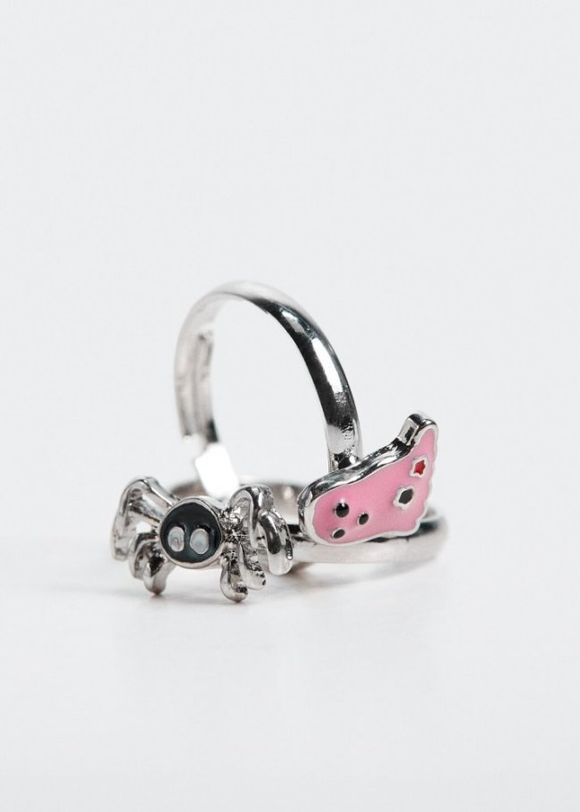 Mango Pack 2 anillos Halloween - Plata