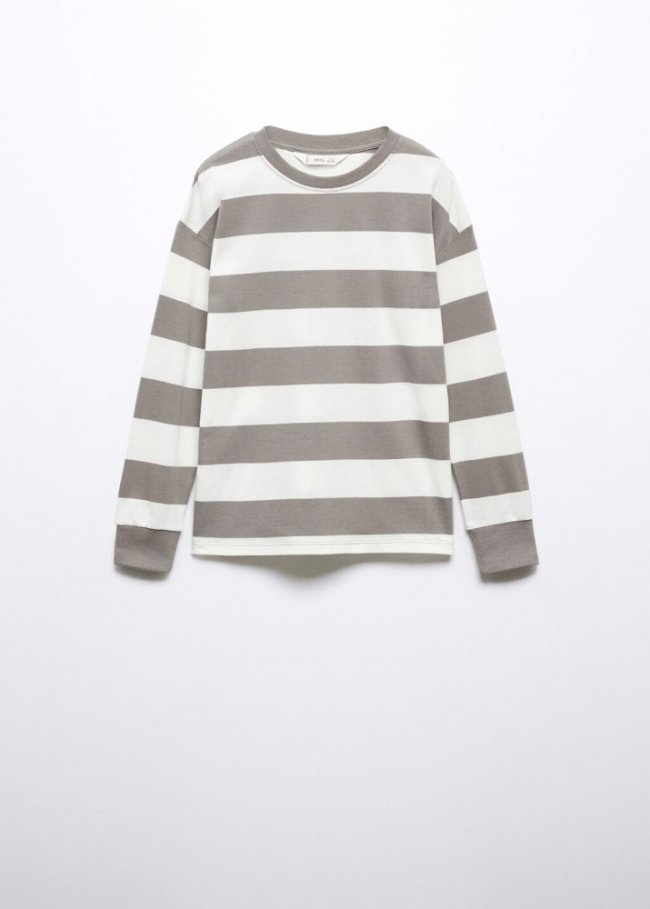 Mango Camiseta manga larga rayas - Gris