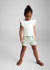 Mango Camiseta volantes manga corta - Blanco roto