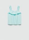 Mango Camiseta algodón tirantes - Verde agua