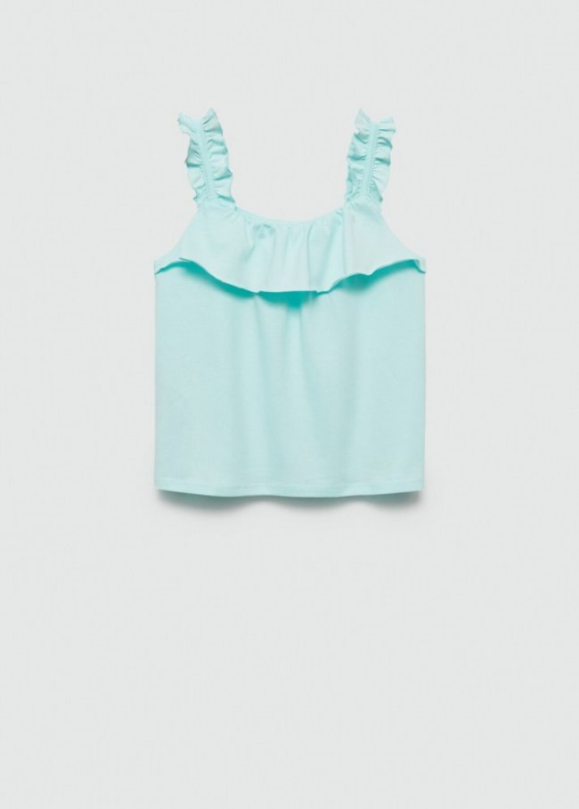 Mango Camiseta algodón tirantes - Verde agua