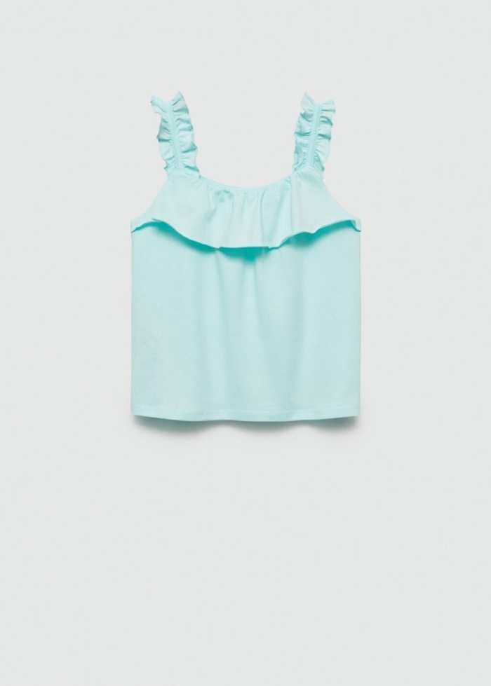 Mango Camiseta algodón tirantes - Verde agua