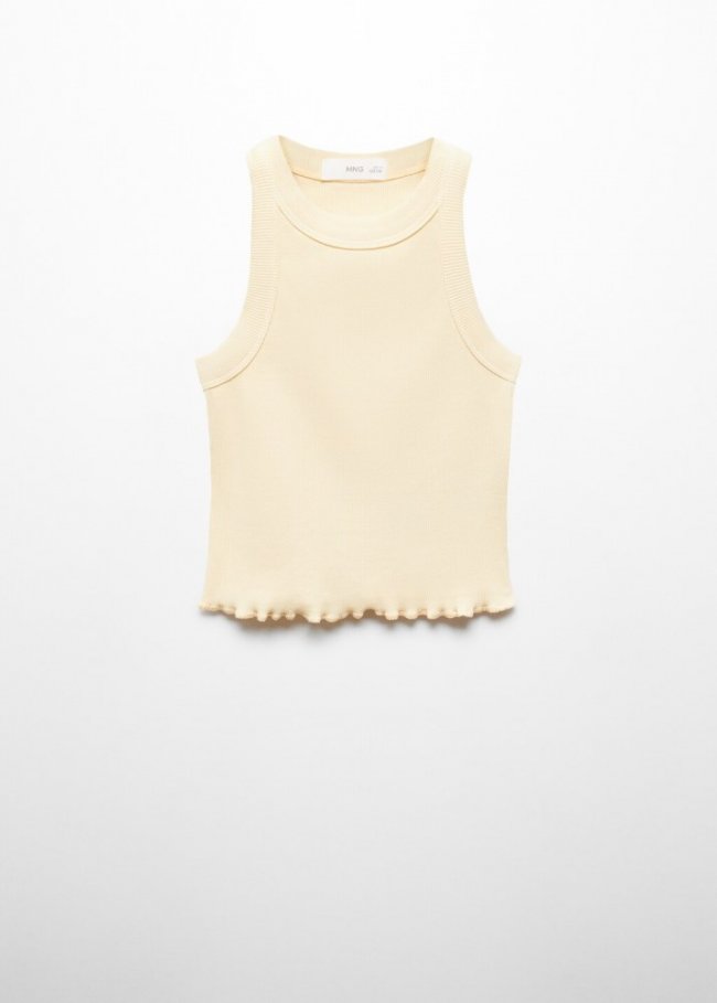Mango Camiseta tirantes canalé - Amarillo