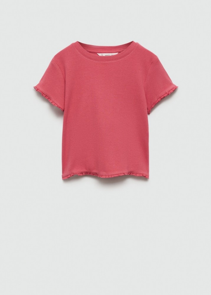 Mango Camiseta manga corta canalé - Fresa