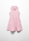 Mango Vestido camisero rayas - Rojo