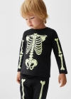 Mango Pijama esqueleto brilla en la ocuridad - Negro
