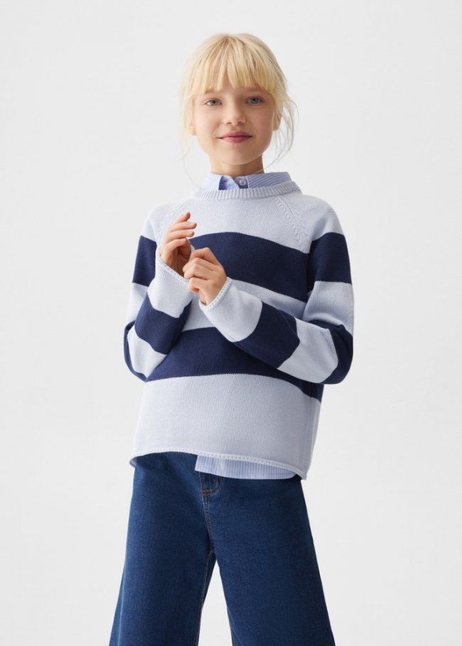 Mango Jersey rayas algodón - Azul marino oscuro