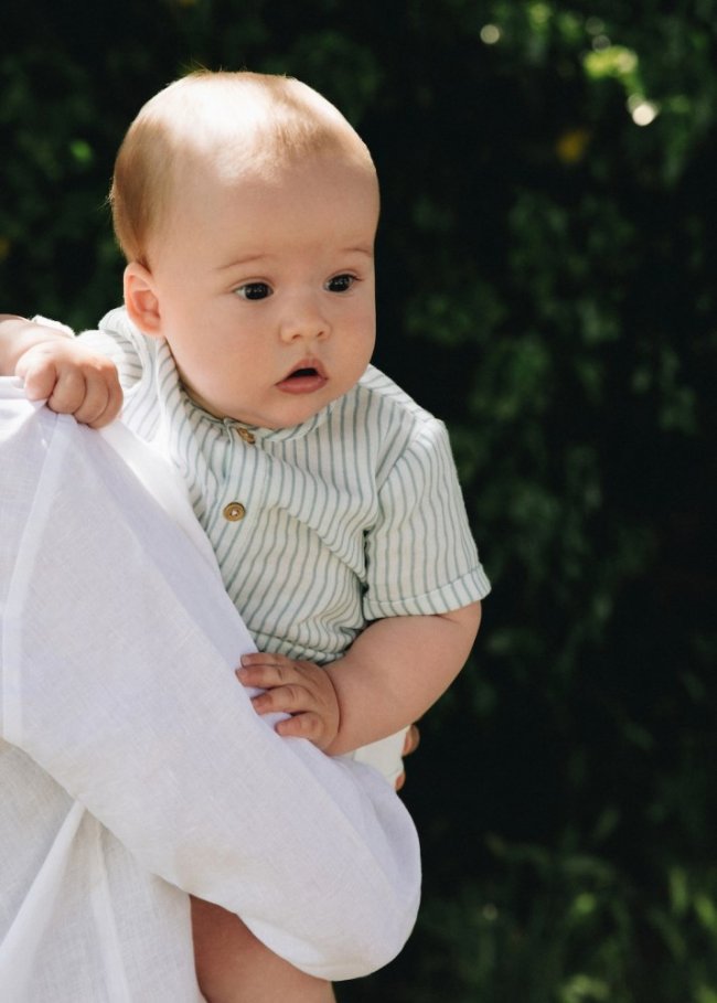 Mango Camisa algodón rayas - Verde agua